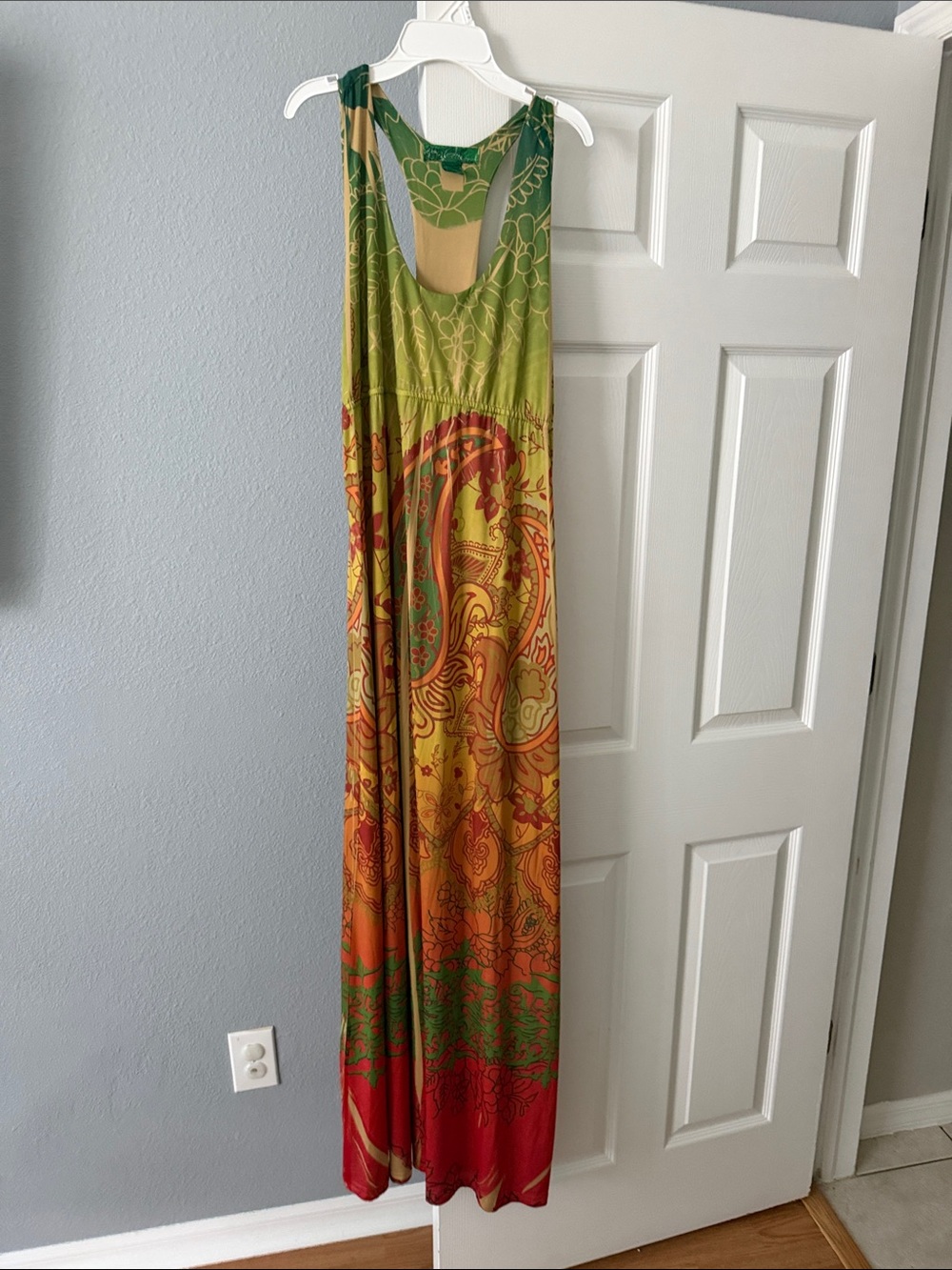 Boho Racerback Maxi Dress in Green, Yellow and Orange